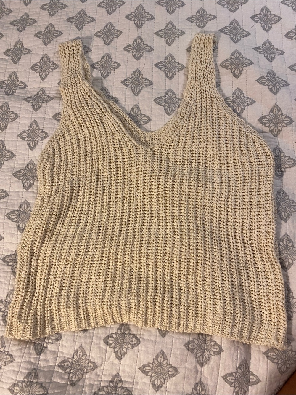 Neutral Knit Tank Top - Cream Ribbed Women's Top